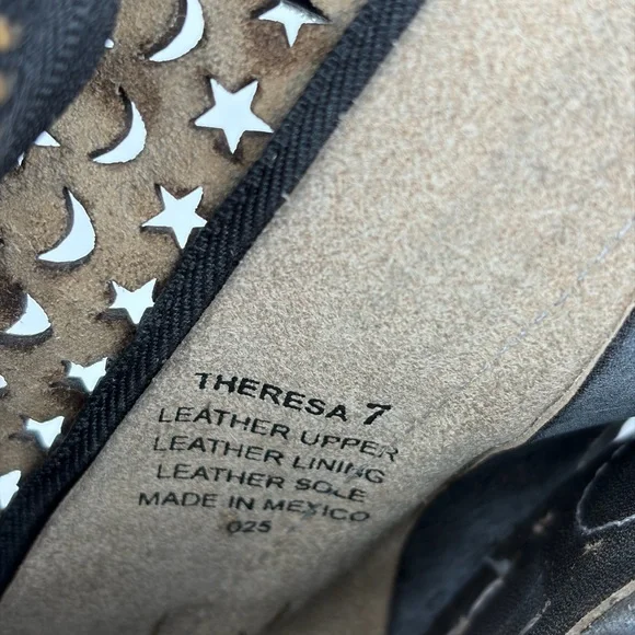Freebird Theresa Celestial Moon Star Leather Heeled Side Zip Sandal Boots Size 7 - Picture 8 of 8